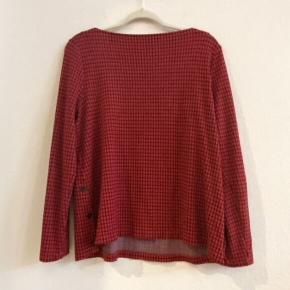 J.JILL Ponte Knit Red Black Check Long Sleeve Tunic Knit Top - Size M Holiday‎ - Picture 7 of 12
